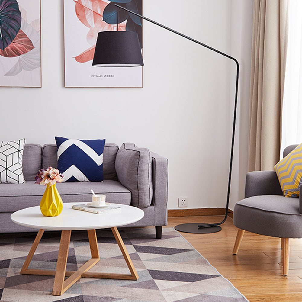 Salgado Black Floor Lamp 3 Color Temperature Switchable, Artificial Fabric & Metal - Lumpaz