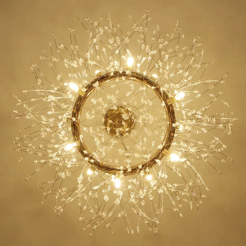 Lili Modern Dandelion LED Pendant Light Gold Metal/Crystal Bedroom/Living Room - Lumpaz