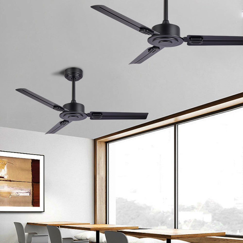 Alessio 5-Blade Industrial Black DC Ceiling Fan, Metal, 42'' - Lumpaz