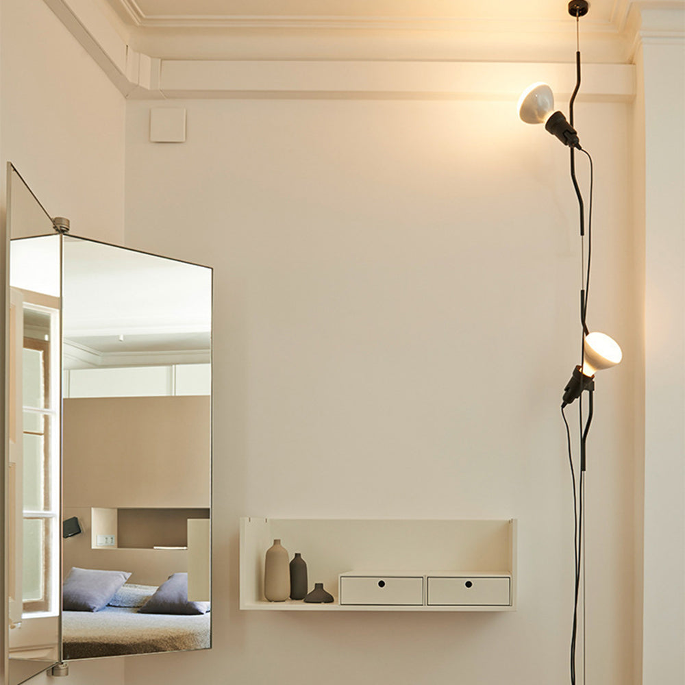 Luxo Floor Lamp Linear Minimalist, Metal, Black/White/Red, Bedroom - Lumpaz