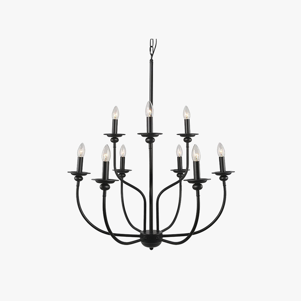 Silva Modern LED Chandelier Black Metal Bedroom Living Room - Lumpaz