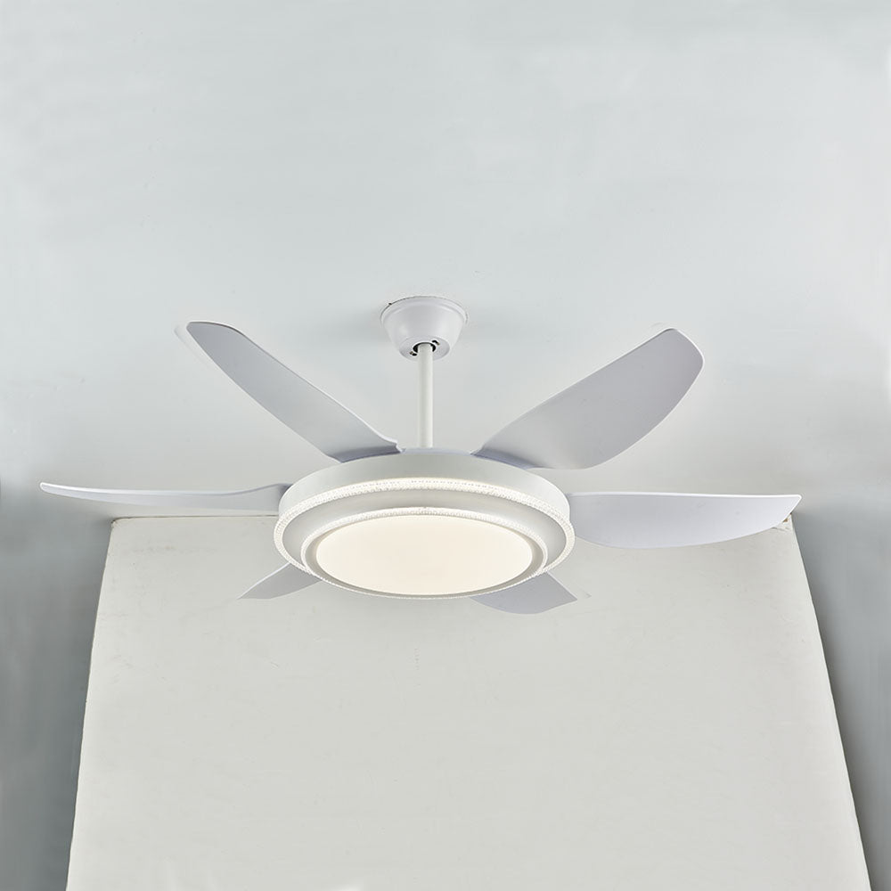 Haydn 6-Blade  Modern Basic  DC Ceiling Fan with Light, White, 51'' - Lumpaz