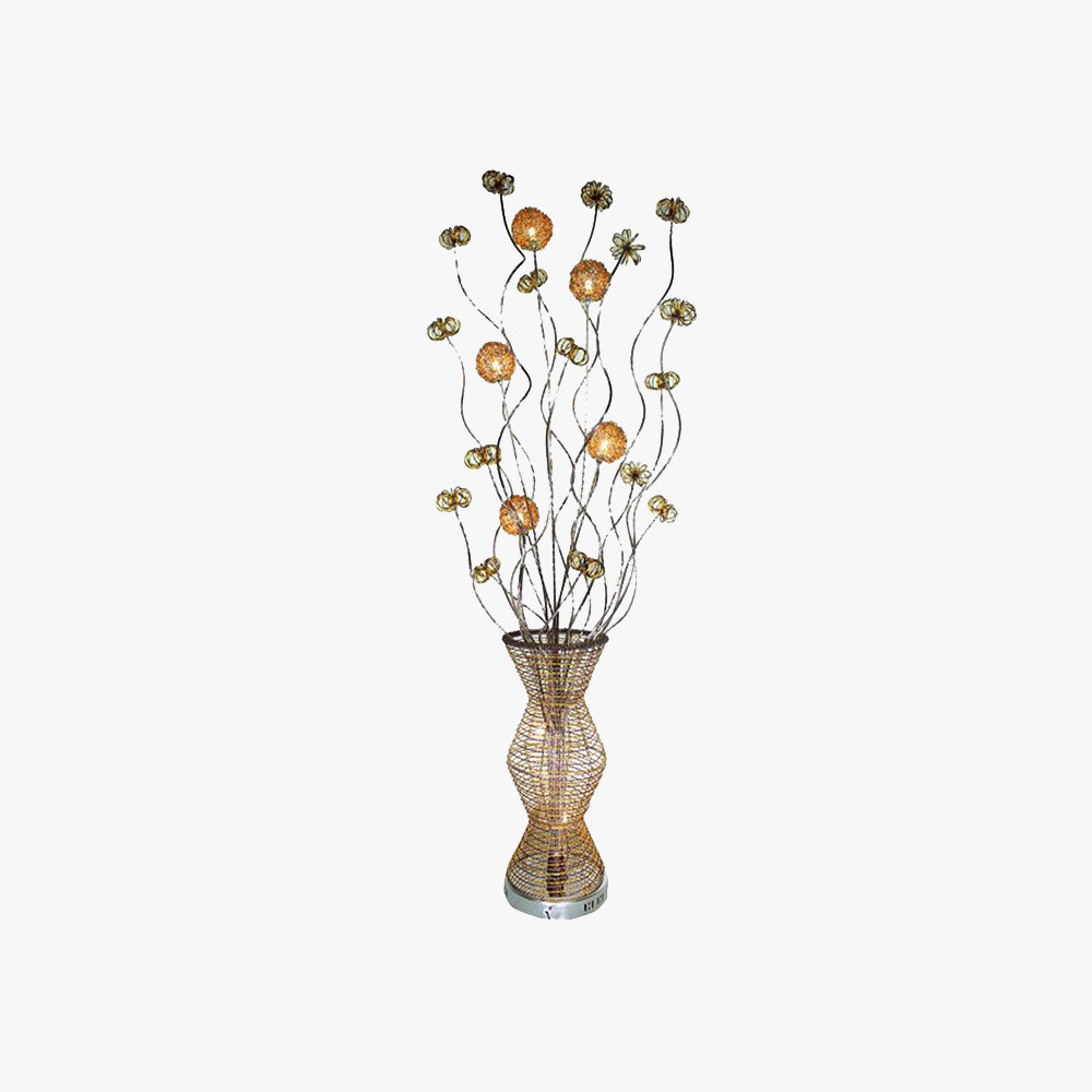 Bella Scandinavian Style Art Deco Handmade Metal Vase Gold Floor Lamp - Lumpaz