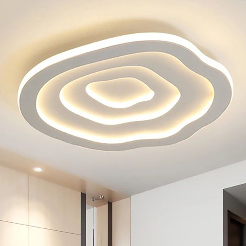Quinn Ripple Designer Simple Flush Mount Ceiling Light, White - Lumpaz