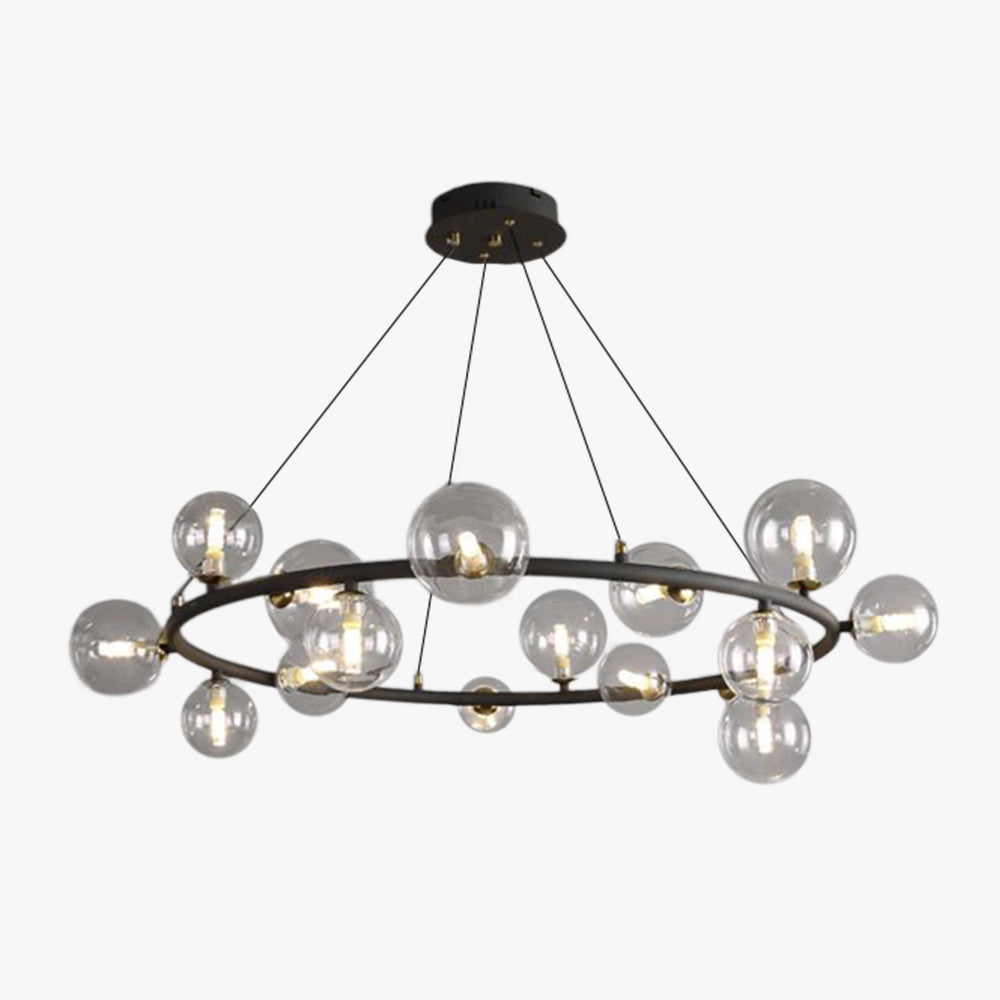 Valentina Modern Glass Globe Ring Chandelier, Gold/Black - Lumpaz