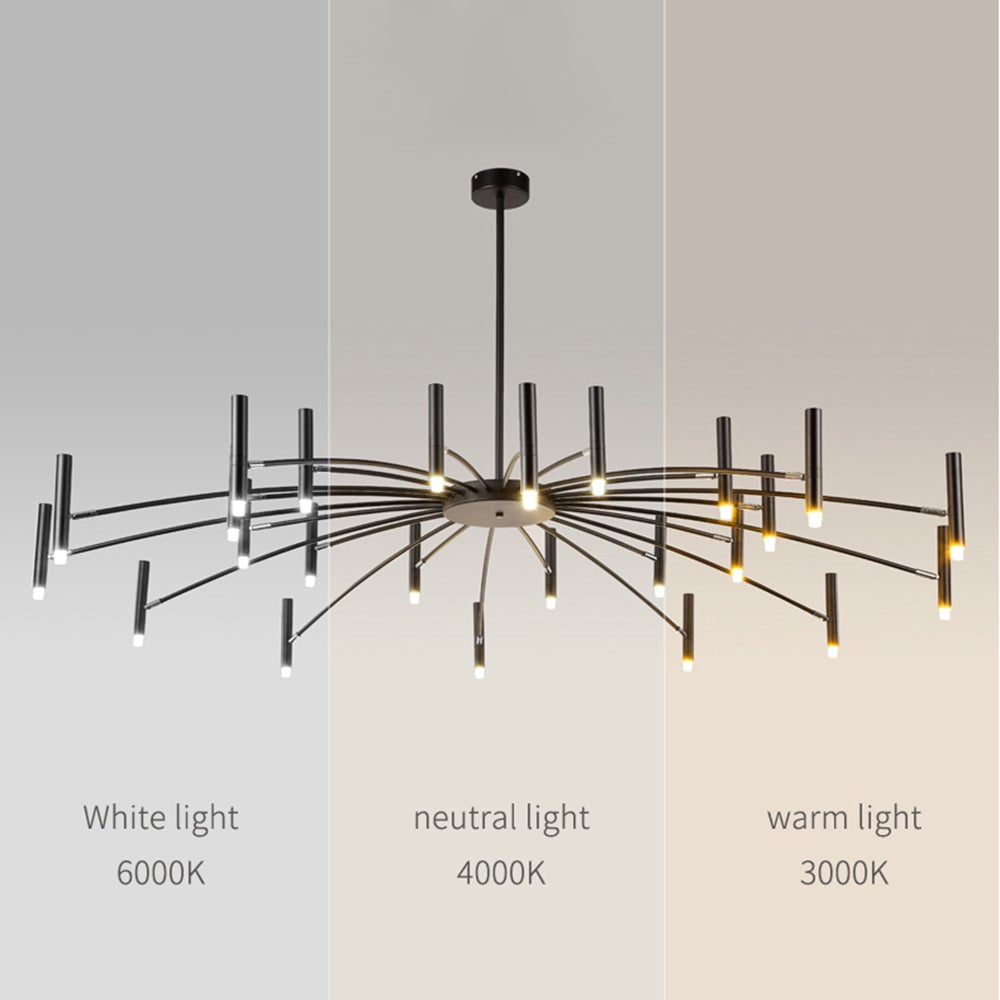 Evette Modern Blown Linear Metal Chandelier, White/Black - Lumpaz