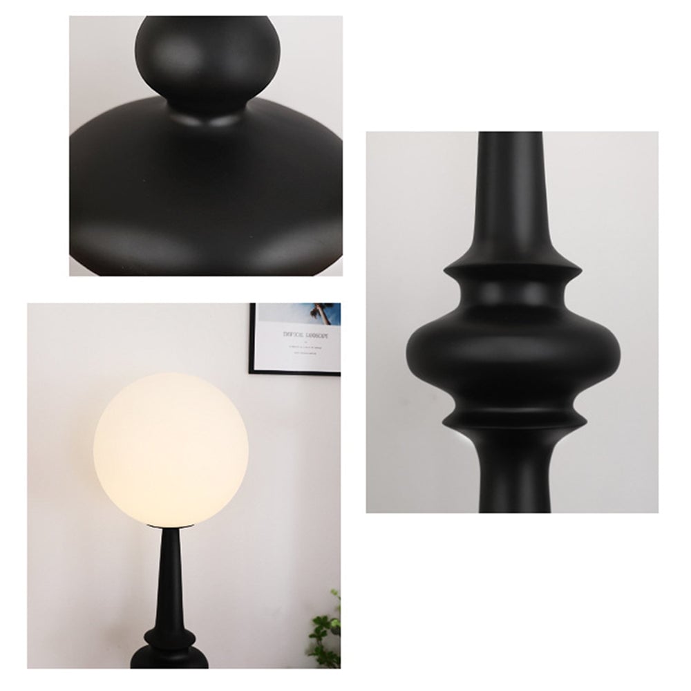 Salgado Retro Column Glass/Resin Floor Lamp, Black, Bedroom - Lumpaz