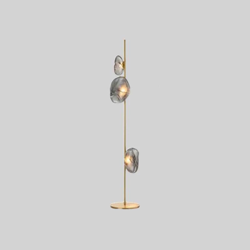 Byers Luxury Flower Metal/Glass Floor Lamp, Black/Gold/Gray - Lumpaz