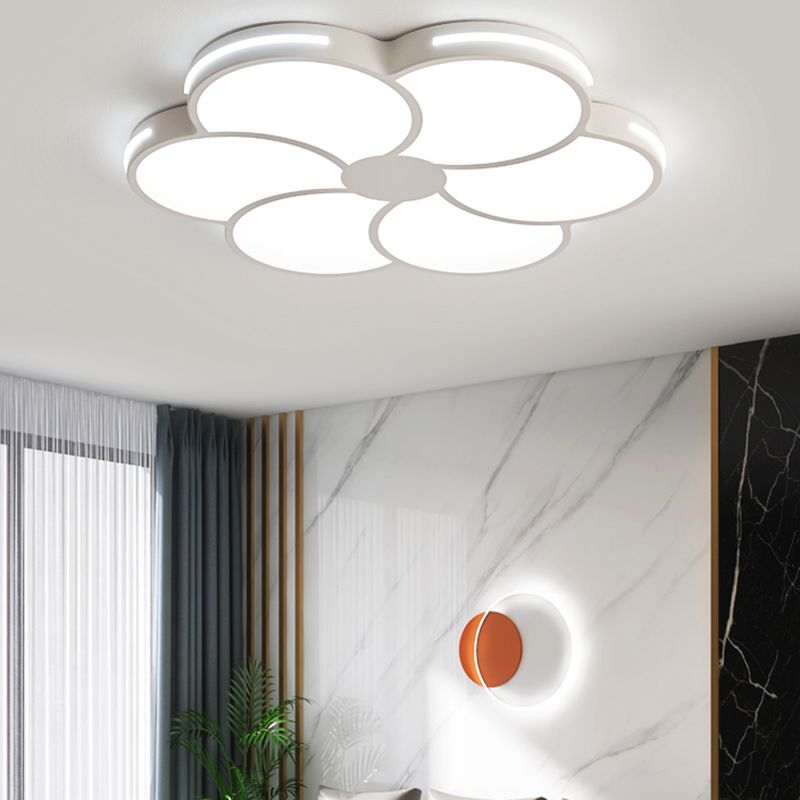 Hana Modern Flower Metal/Acrylic Flush Mount Ceiling Light, White - Lumpaz