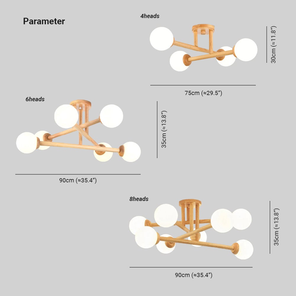 Ozawa Modern Globe Wood/Glass Flush Mount Ceiling Light - Lumpaz