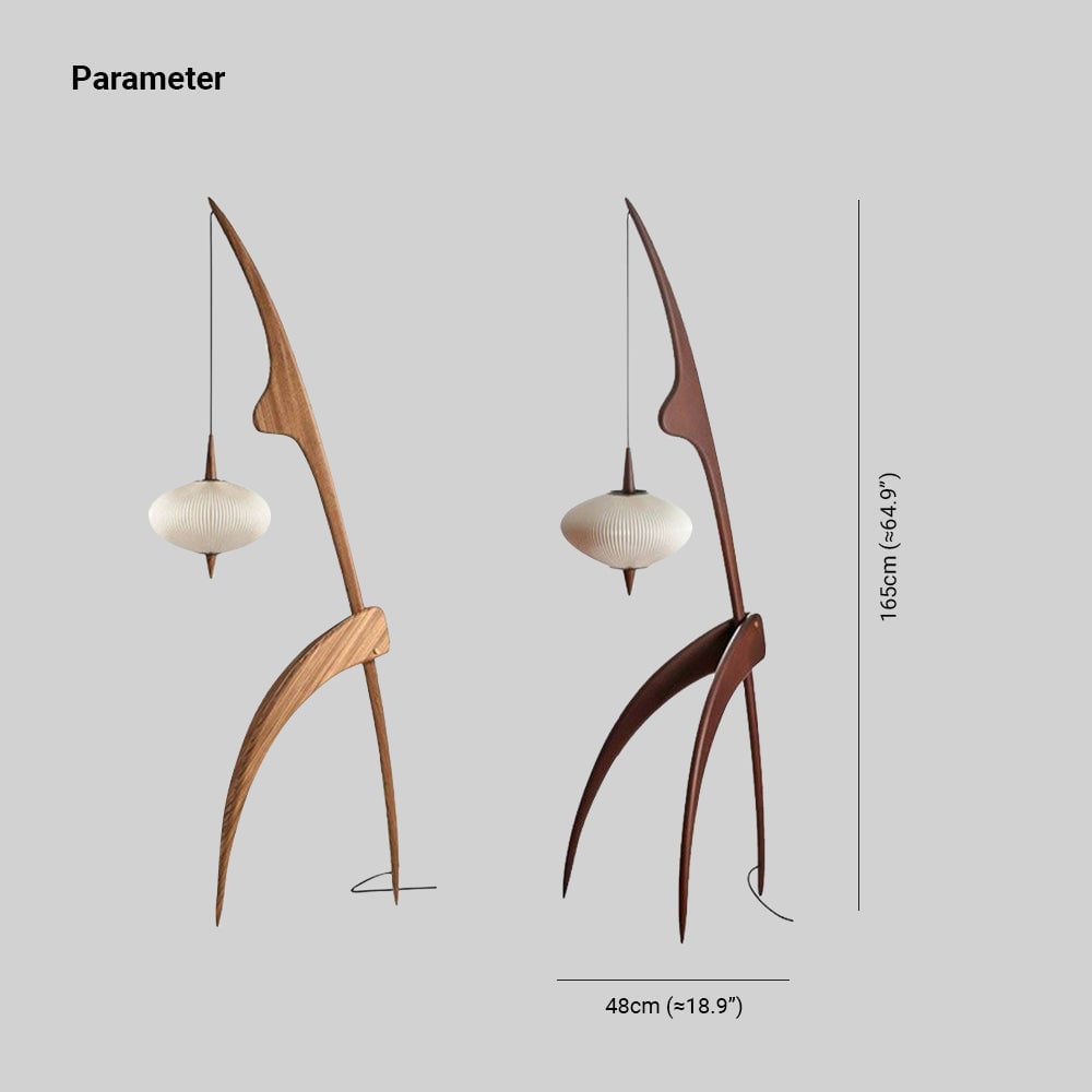 Renée Floor Lamp, Artificial Paper & Wood - Lumpaz