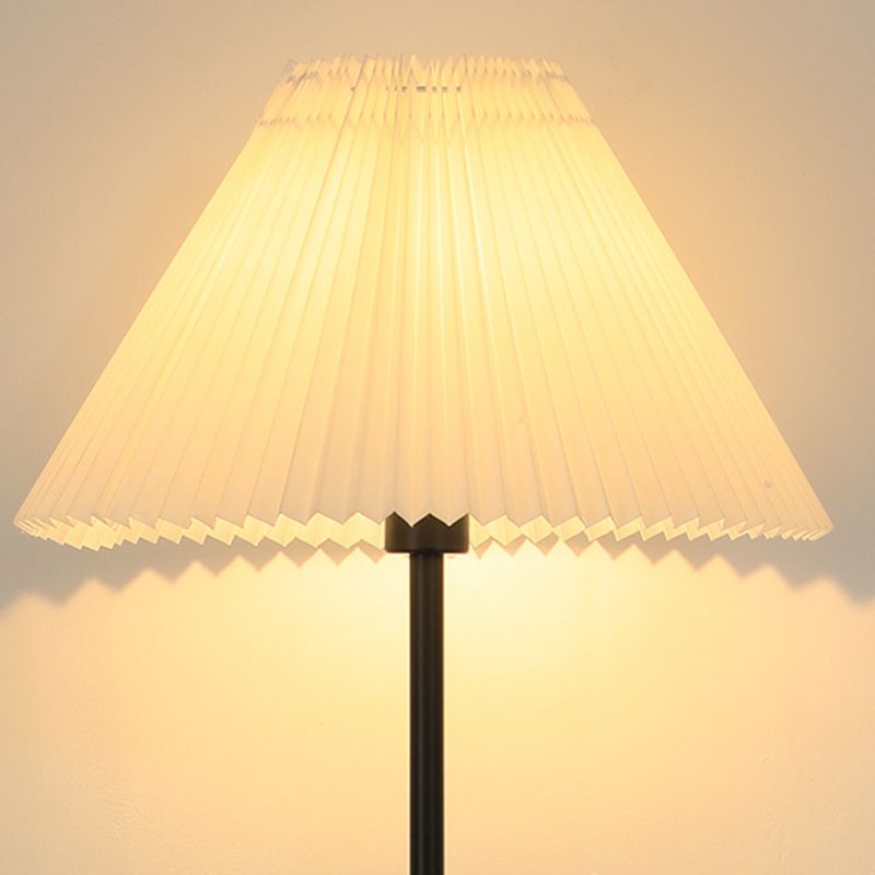 Ozawa Modern Pleated Metal Fabric Floor Lamp, White/Green/Apricot - Lumpaz