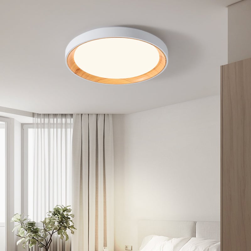 Quinn Modern LED Flush Mount Lighting White Wood/Acrylic Kitchen - Lumpaz