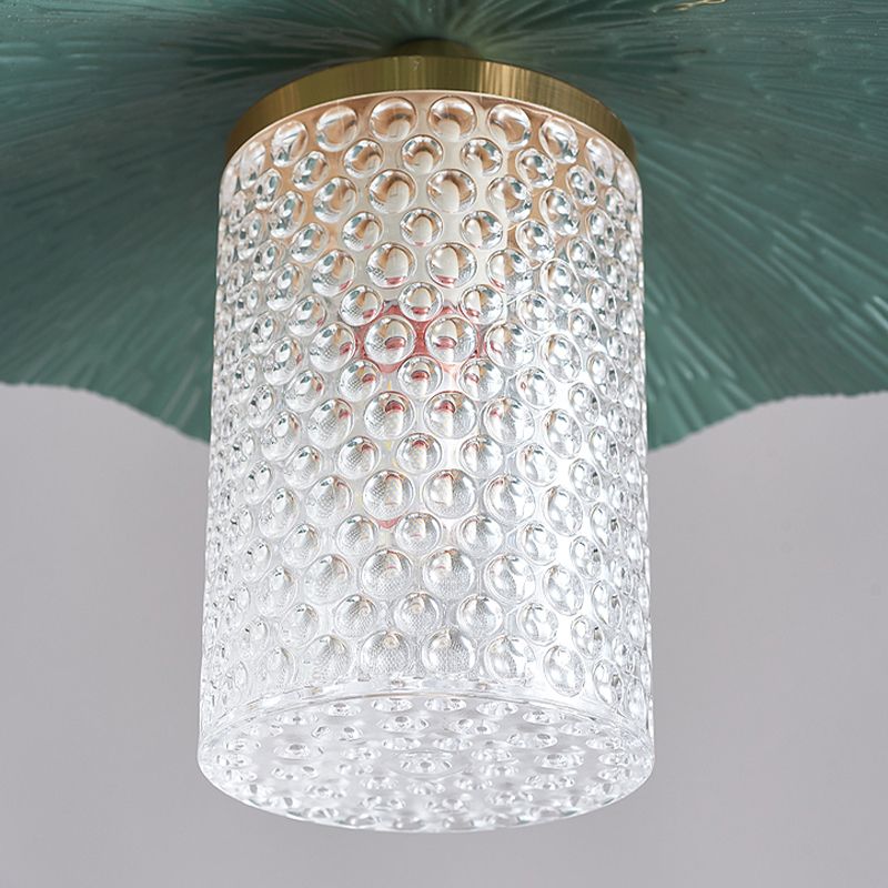 Carins Retro Lotus Metal Acrylic Floor Lamp, Gold/Green/Light - Lumpaz