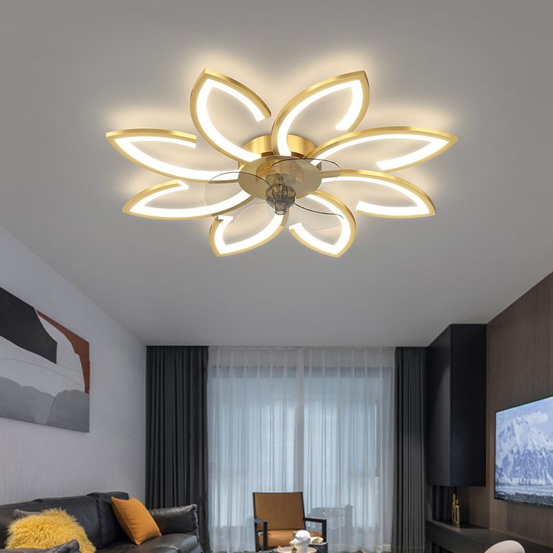 Hana Modern Flower Ceiling Fan with Light, 3 Color, L 25.5"/27"/31"/35.5" - Lumpaz