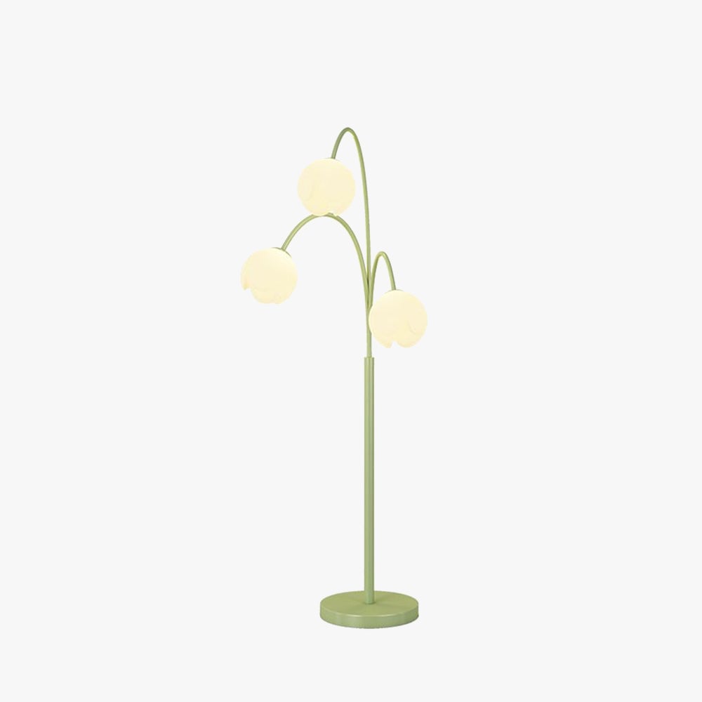 Lily Nordic 3 Lights Flower Metal Glass Floor Lamp,Green Pink - Lumpaz