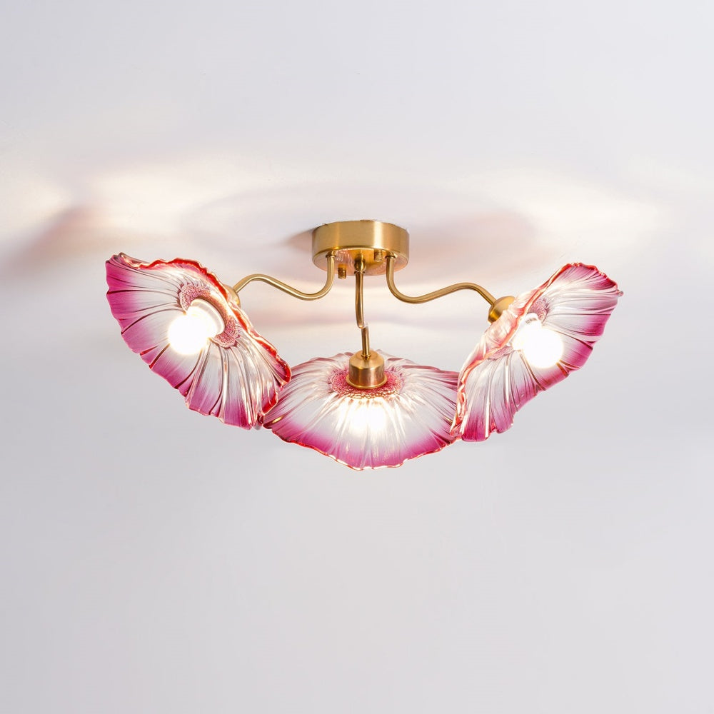 Hailie Modern Flower Ceiling Light  Metal/Glass Clear/Pink Bedroom - Lumpaz