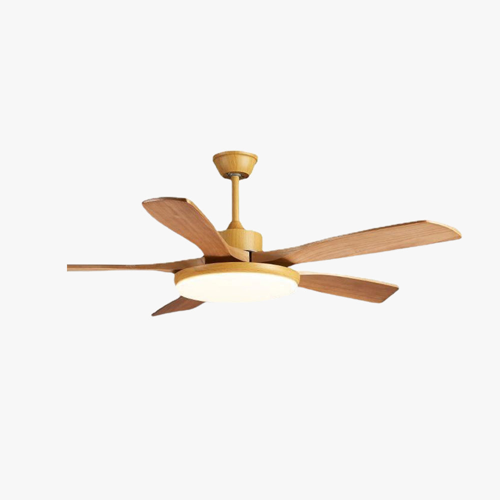 Haydn 5-Blade DC Ceiling Fan with Light, Summer, Black & Wood, 52'' - Lumpaz