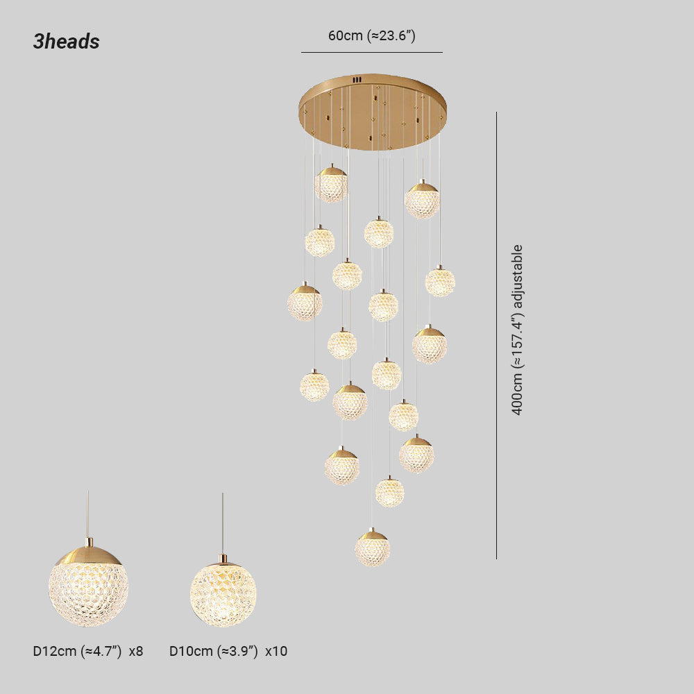 Jibril Multi Staircase Modern Art Deco Pendant Light, Gold - Lumpaz