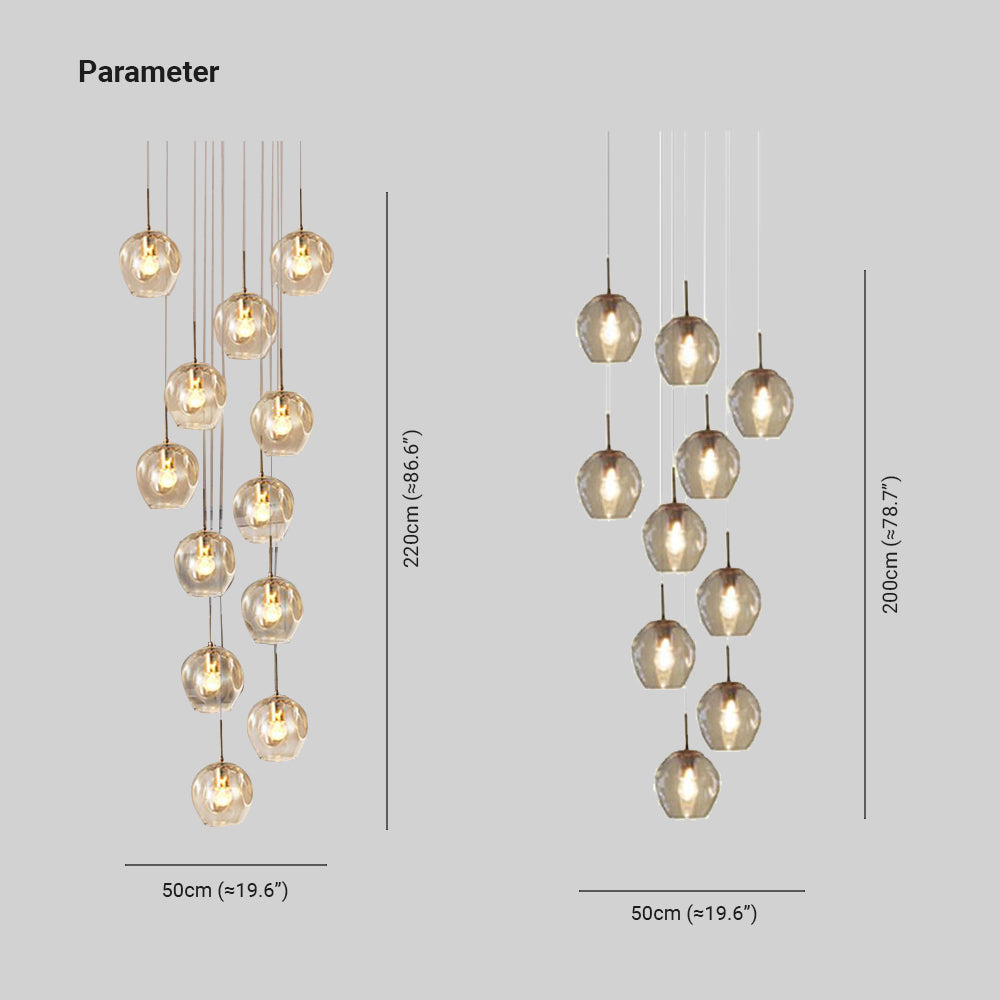 Hailie Modern Ball Glass Chandelier Gold Living Room Staircase - Lumpaz