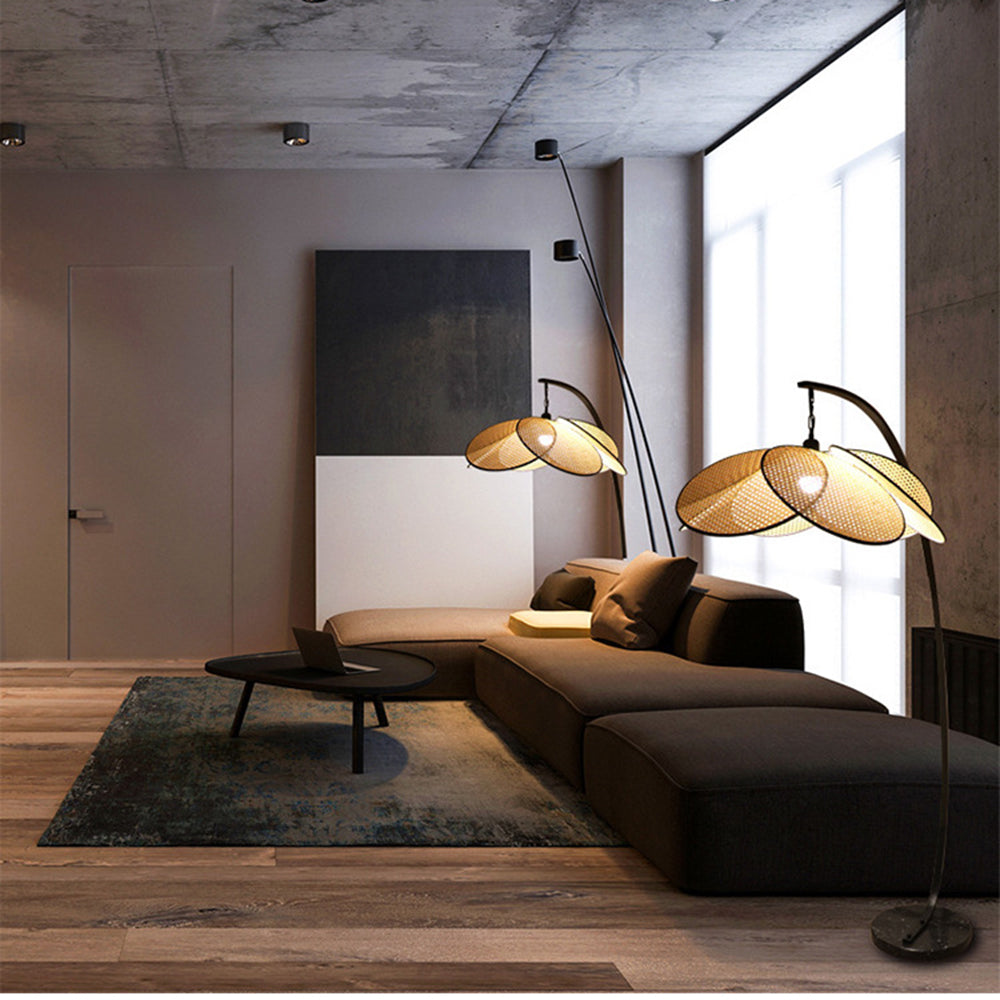 Ritta Artistic Flower Rattan/Willow Weave Floor Lamp - Lumpaz