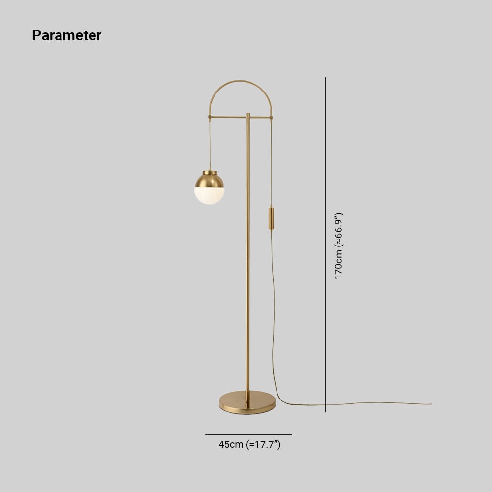 Valentina Modern Arch Glass/Metal Floor Lamp, Gold - Lumpaz