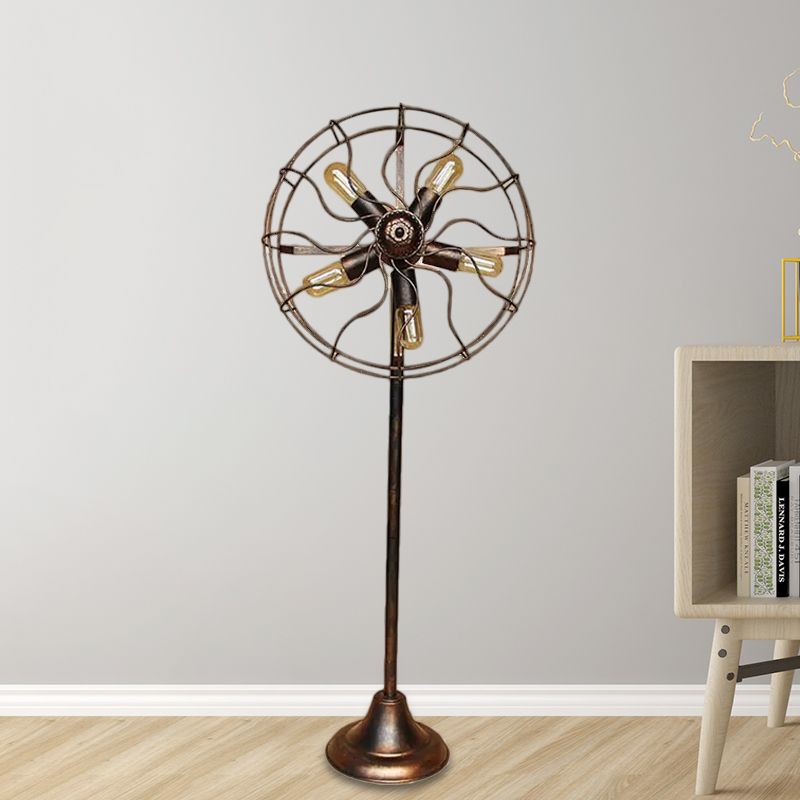 Alessio Creative Vintage Scalloped Design Metal Floor Lamp, Brown - Lumpaz
