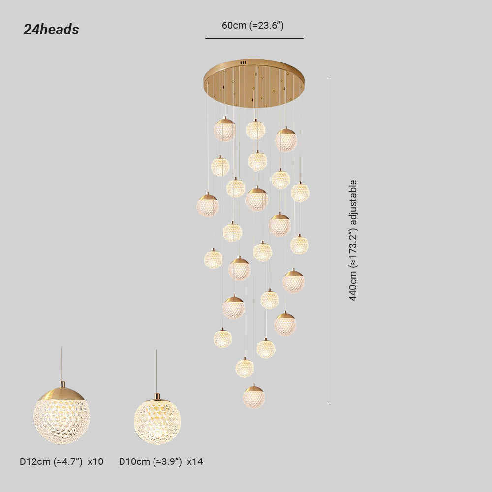 Jibril Multi Staircase Modern Art Deco Pendant Light, Gold - Lumpaz