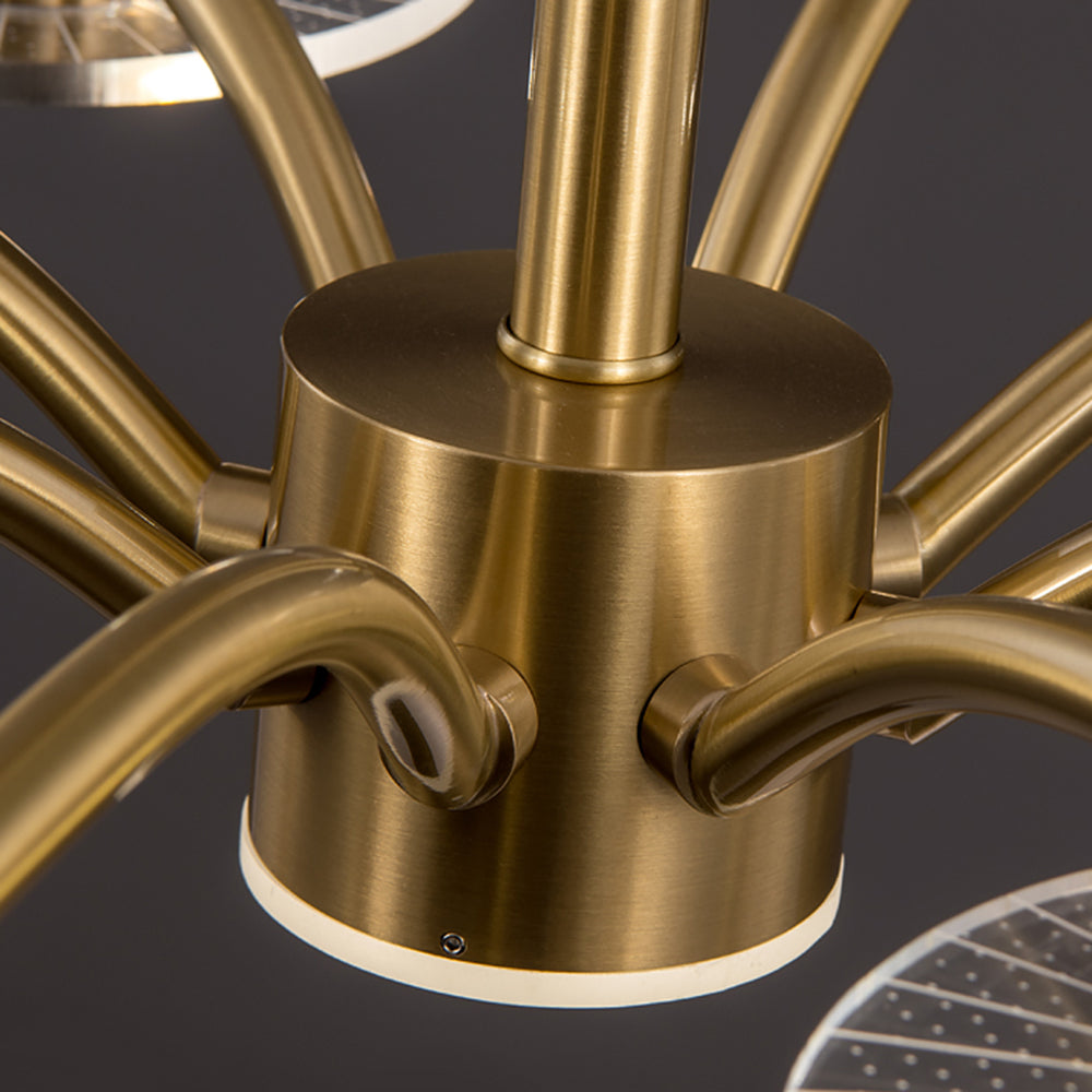 Carins Art Deco Leaf Metal/Acrylic Chandelier, Gold - Lumpaz