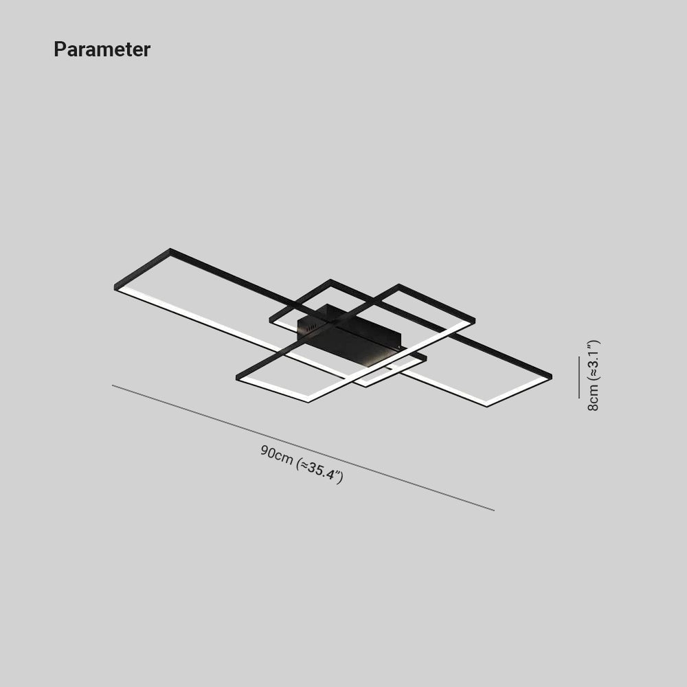 Bouvet Modern Metal Multi Rectangular Flush Mount Ceiling Light, Black/White - Lumpaz