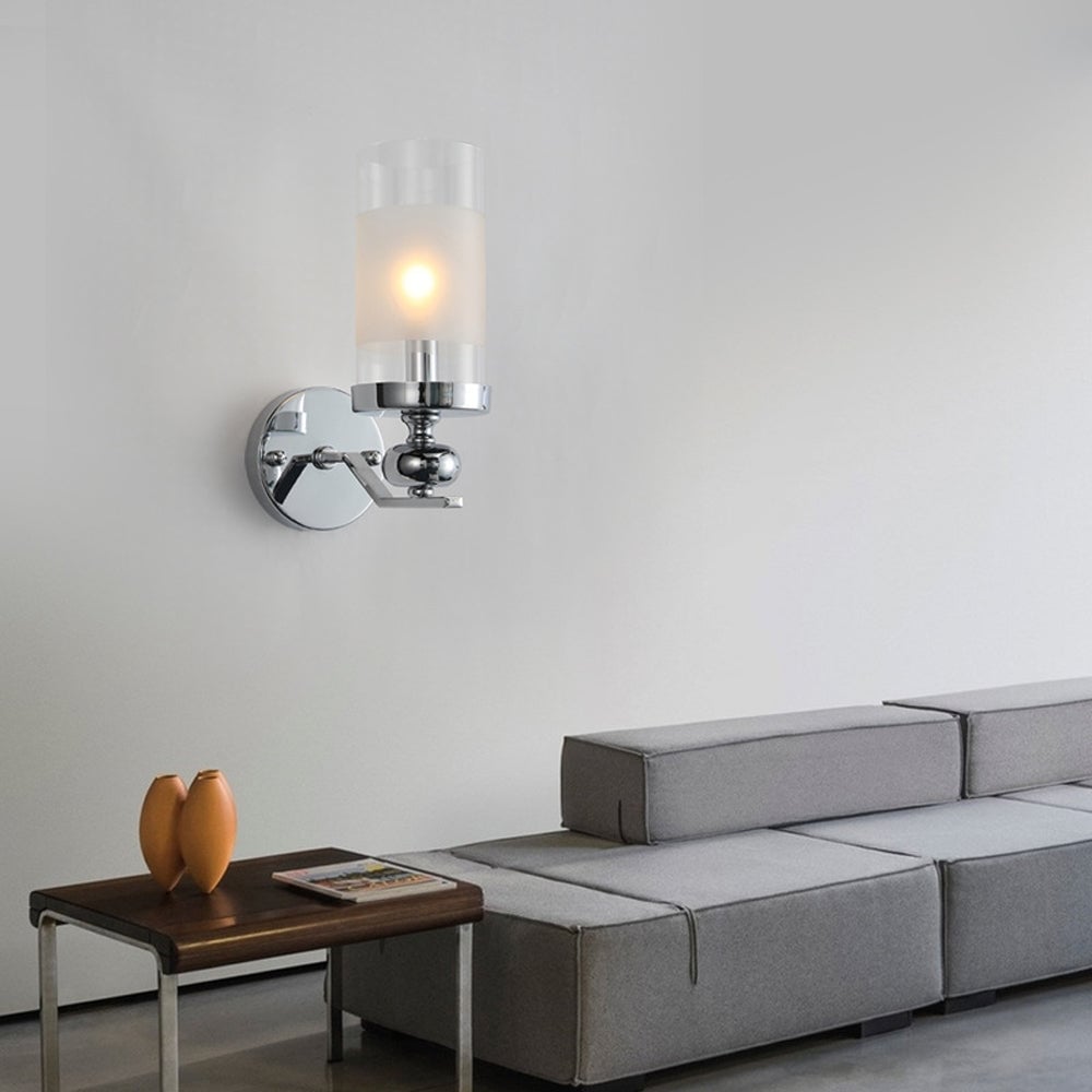 Alessio Retro Silver Metal/Glass Chandelier/Wall Lamp, Living Room - Lumpaz