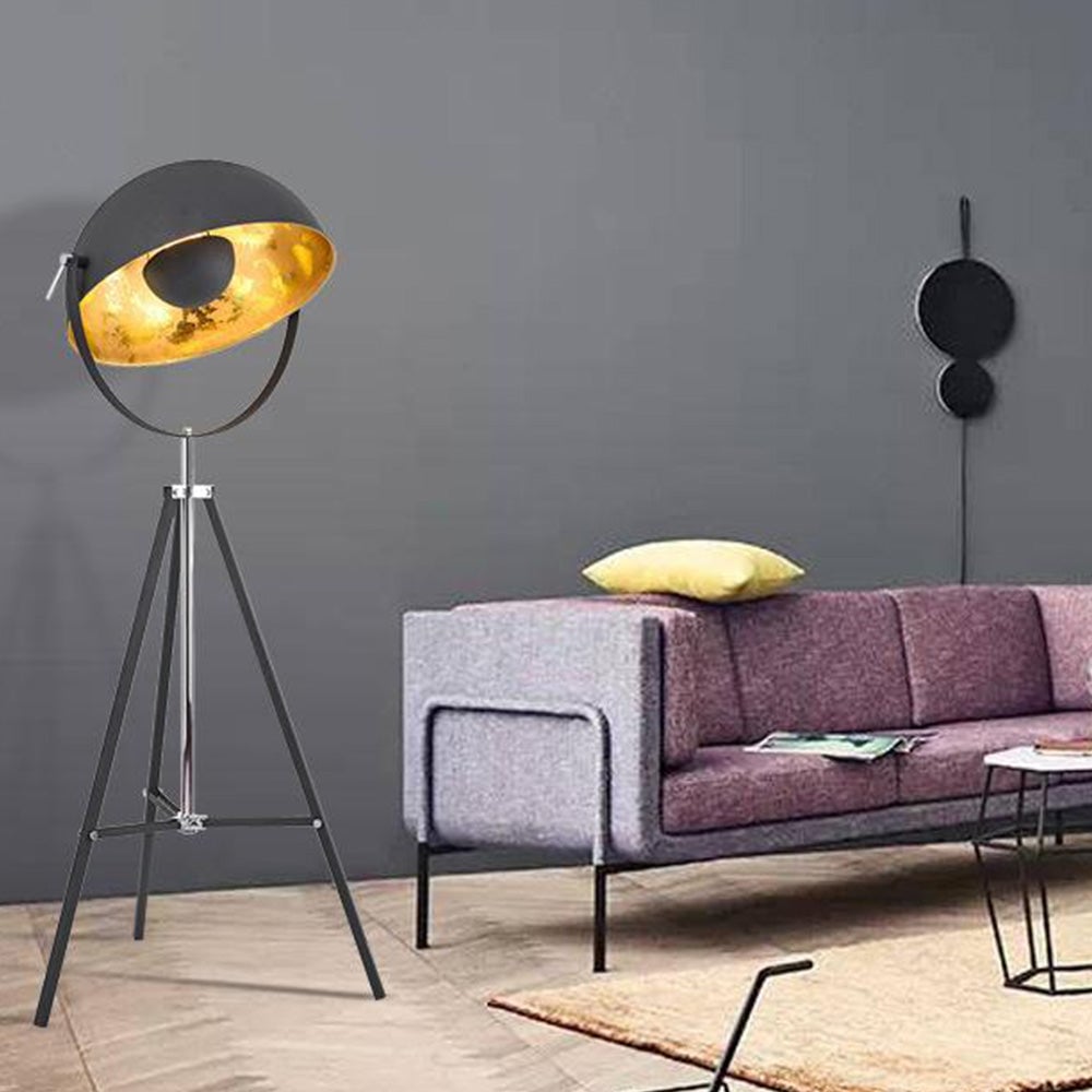 Salgado Vintage Industrial Tripod Metal projector floor lamp, Black - Lumpaz