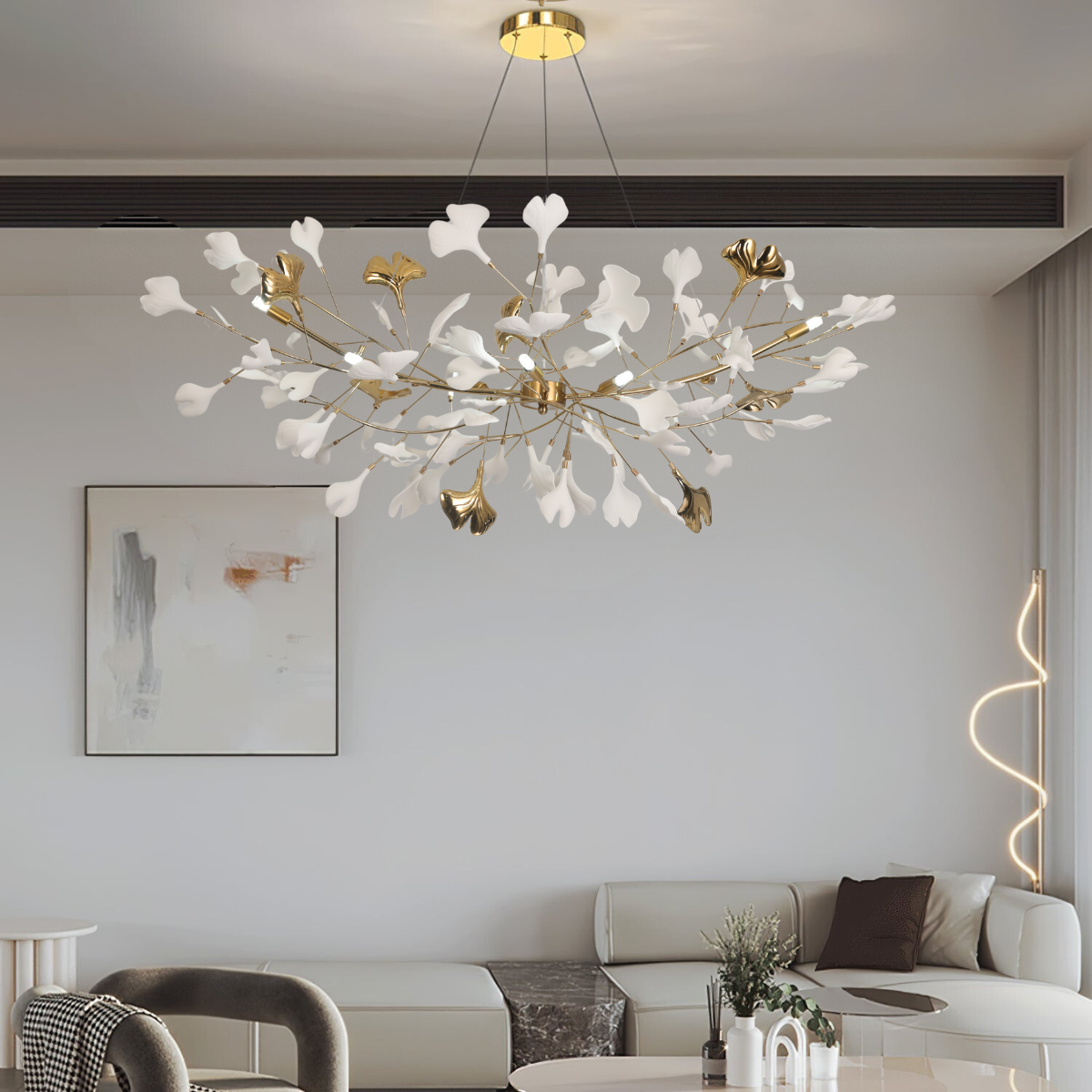 Olivia Modern Luxury Gold Entryway Chandelier Metal/Ceramics Living Room - Lumpaz