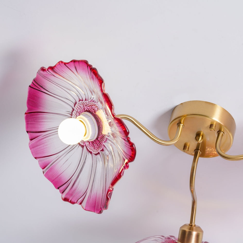 Hailie Modern Flower Ceiling Light  Metal/Glass Clear/Pink Bedroom - Lumpaz