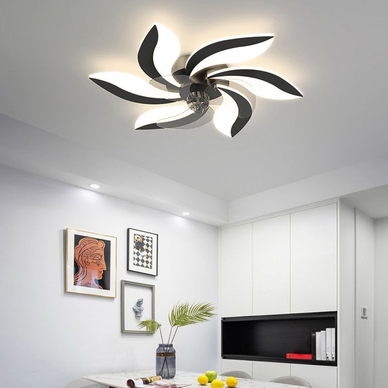 Hana Modern Flower Ceiling Fan with Light, 3 Color, L 25.5"/27"/31"/35.5" - Lumpaz