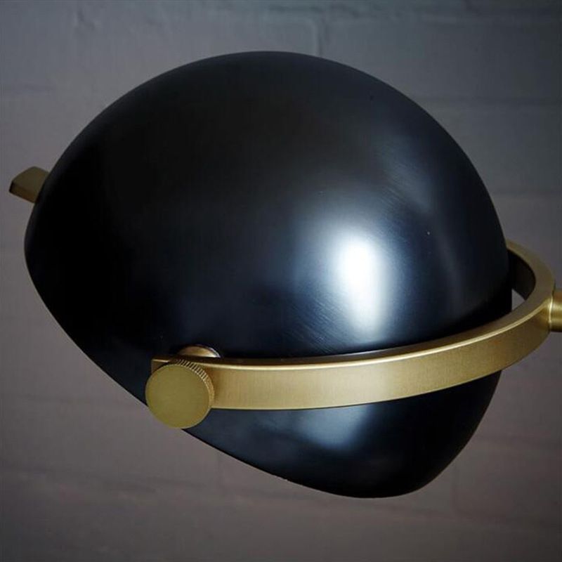 Eryn Floor Lamp Semi Circular Retro/Minimalist, Metal/Marble, Black, Bedroom - Lumpaz