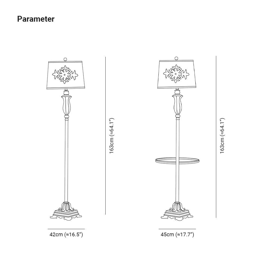 Eryn Floor Lamp Table Vintage, Metal/Resin, Green, Living Room - Lumpaz
