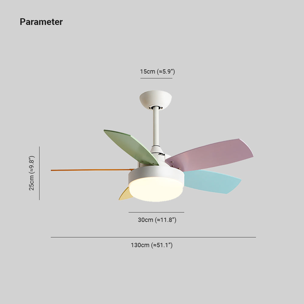 Morandi Modern 5-Blade Colorful DC Ceiling Fan with Light, LED, Summer, Bedroom - Lumpaz
