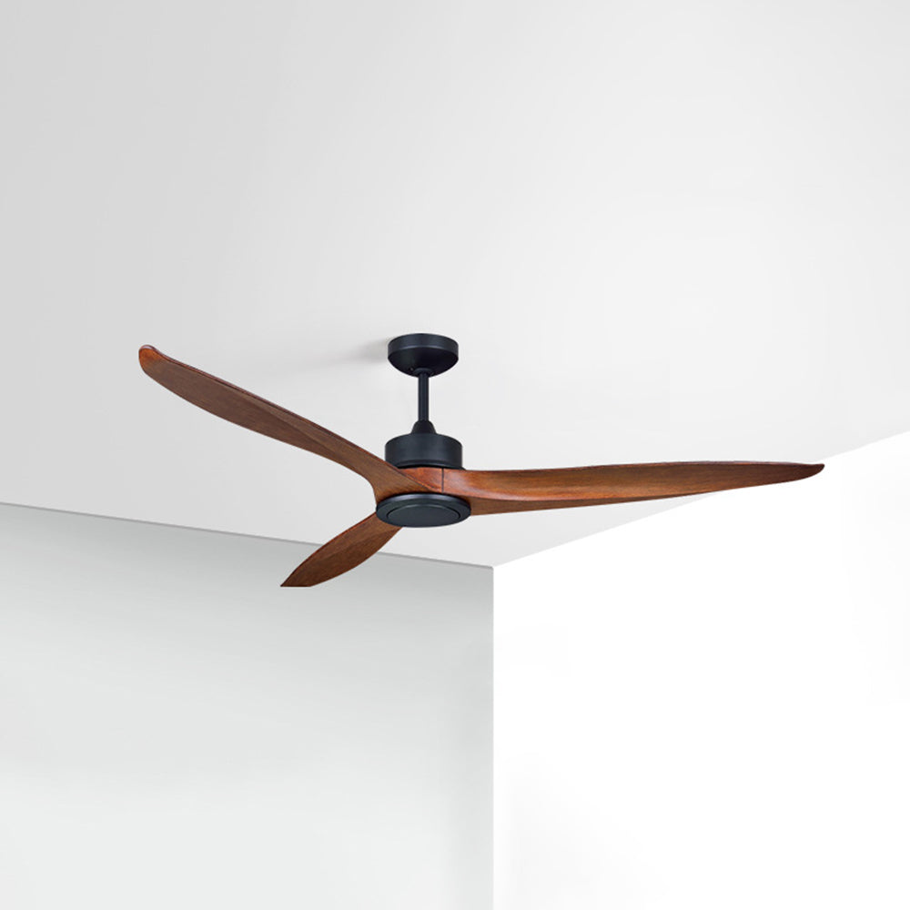 Haydn 3-Blade Black DC Ceiling Fan, Metal & Wood, Summer, 52'' - Lumpaz