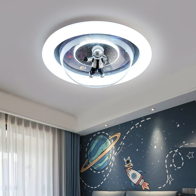 Fateh Flush Mount Ceiling Light Astronaut Modern, Metal/Acrylic, Pink/Blue, Bedroom - Lumpaz
