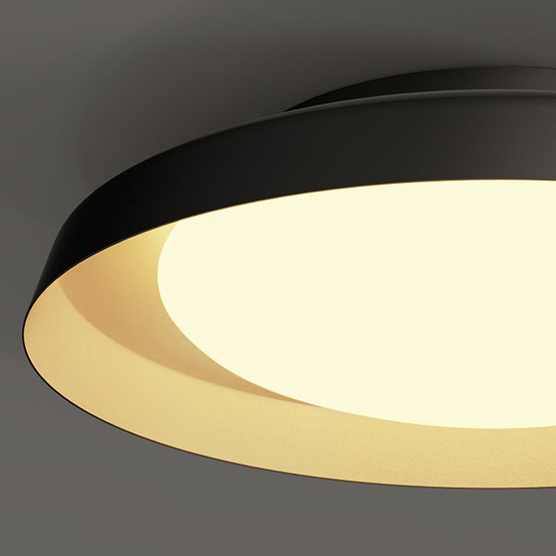 Carins Flush Mount Ceiling Light Round Retro, Metal/Acrylic, White/Black, Bedroom - Lumpaz