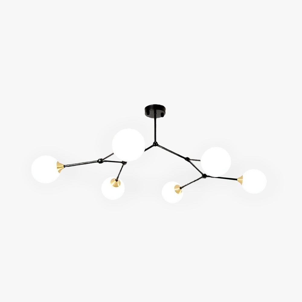 Valentina Modern Glass Bubble Chandelier Bedroom, Black/Gold - Lumpaz