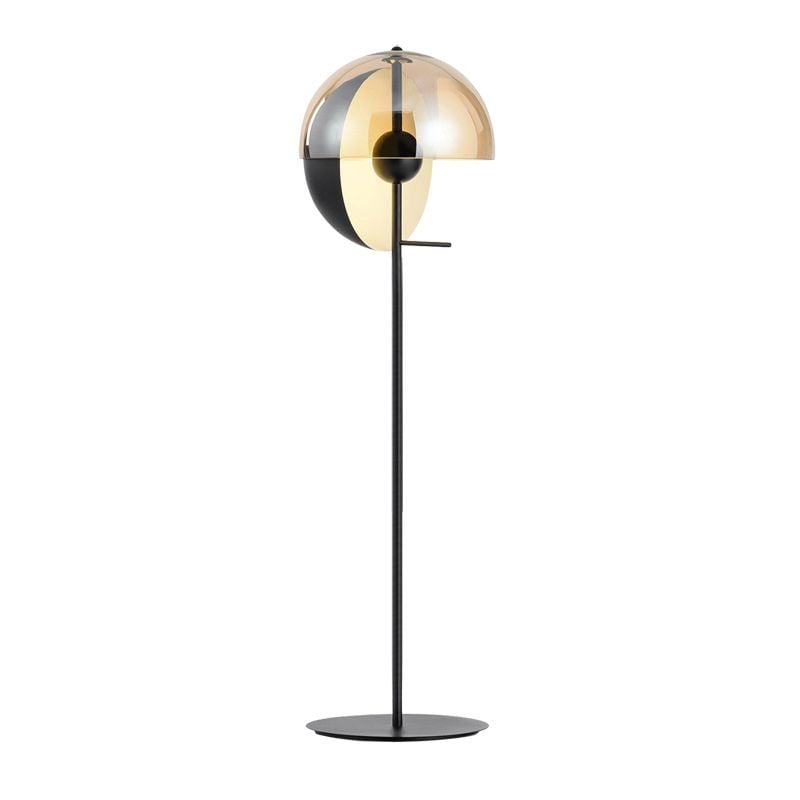 Salgado Modern Geometric Metal Glass Floor Lamp, Black/Amber - Lumpaz