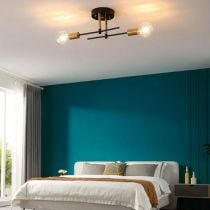 Valentina Flush Mount Ceiling Light Globe Modern, Metal/Glass, Balck, Dining Room - Lumpaz