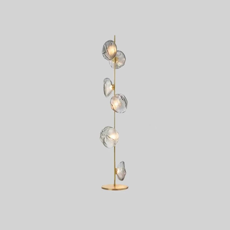 Byers Luxury Flower Metal/Glass Floor Lamp, Black/Gold/Gray - Lumpaz