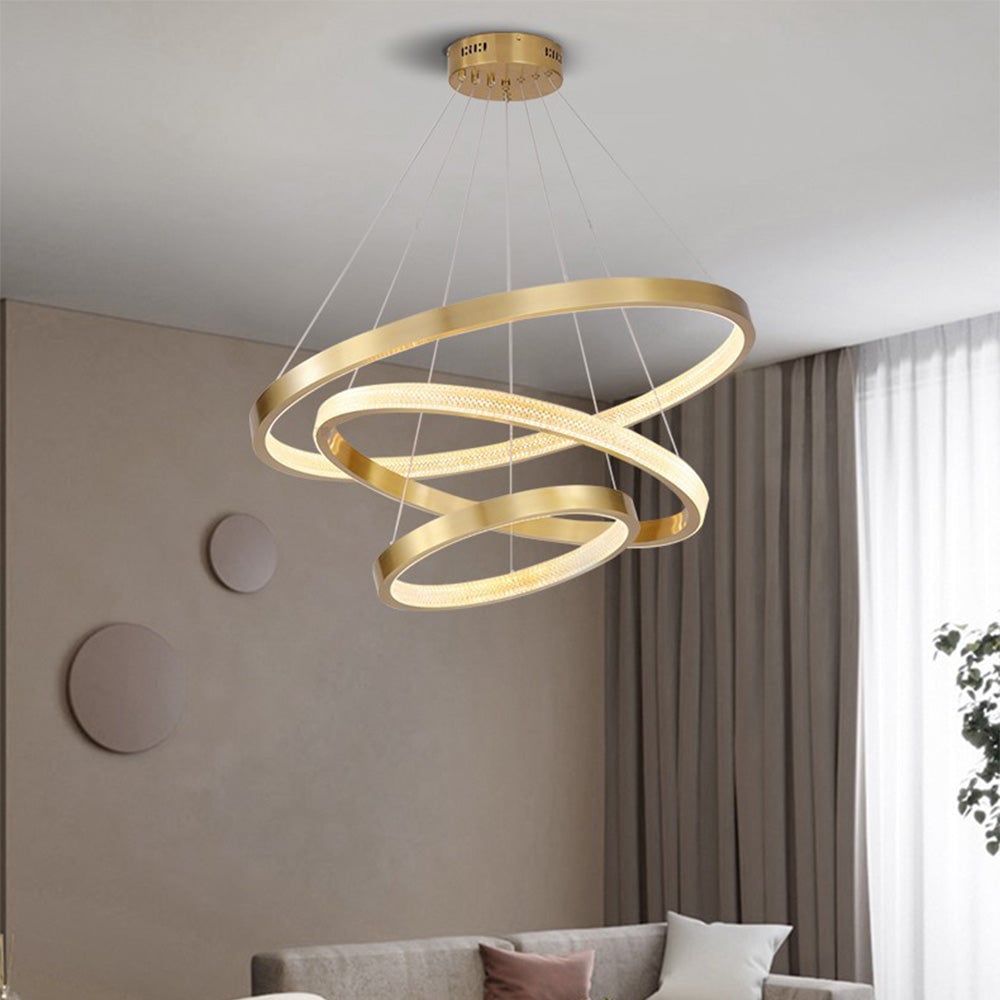Kirsten Modern Ring Metal/Arcylic LED Pendant Light, Black/Gold - Lumpaz