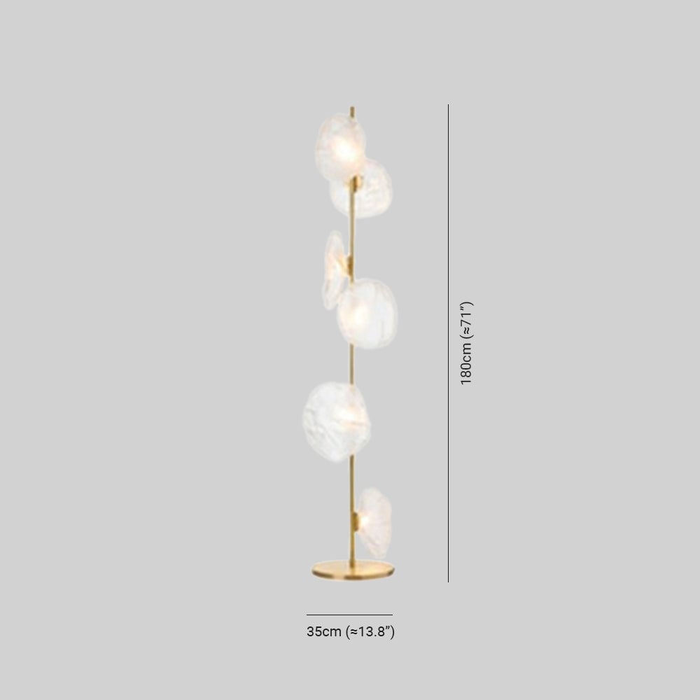 Byers Luxury Flower Metal/Glass Floor Lamp, Black/Gold/Gray - Lumpaz
