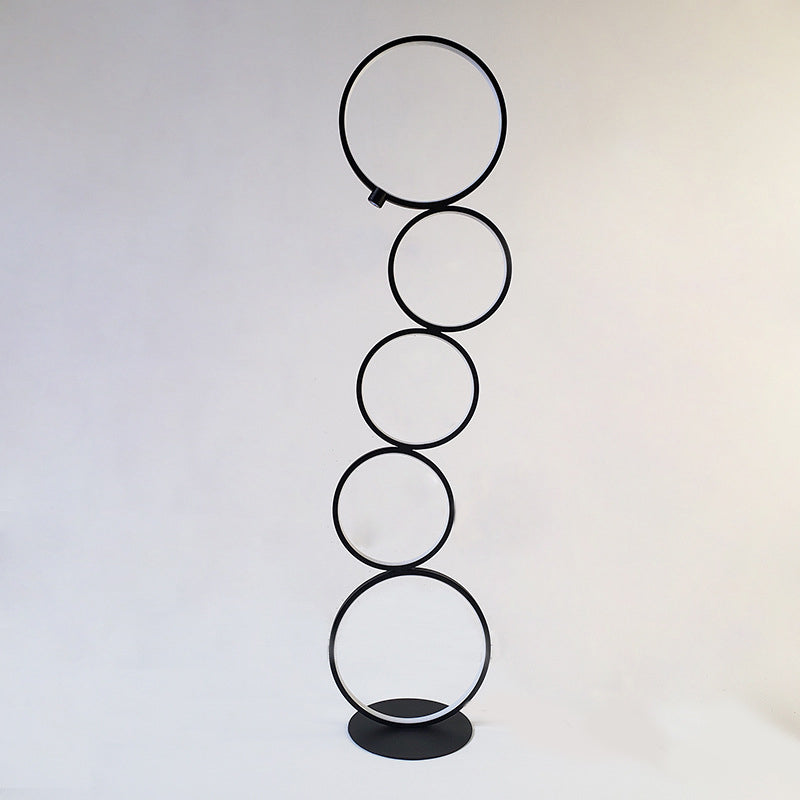 Arisha Floor Lamp Multi-ring Modern, Metal/Silicon, White/Black, Bedside - Lumpaz