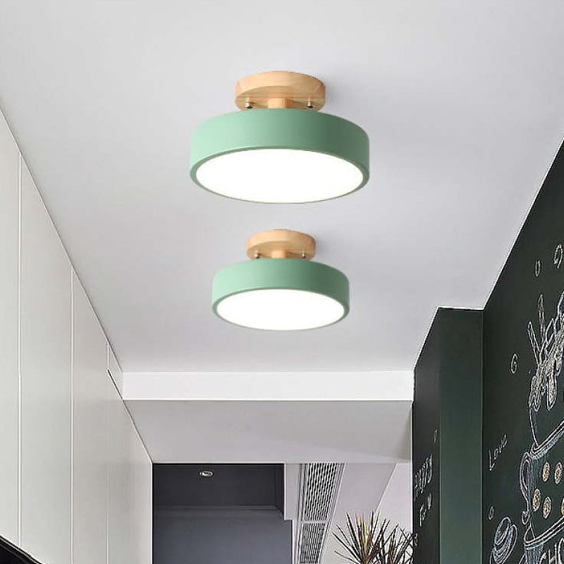 Quinn Round LED Flush Mount Ceiling Light Modern Wood/Acrylic - Lumpaz