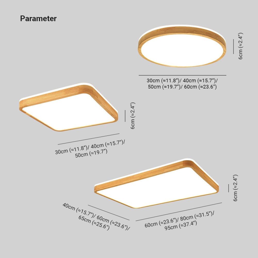 Ozawa Nordic Round Acrylic/Wood Flush Mount Ceiling Light Wood - Lumpaz